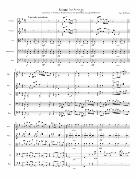 Free Sheet Music Salute For Strings For String Ensemble