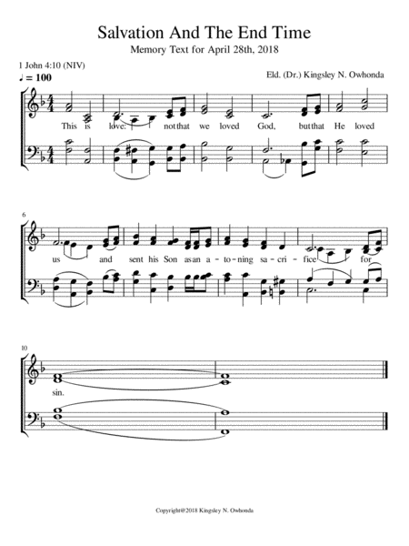 Salvation And The End Time Sheet Music