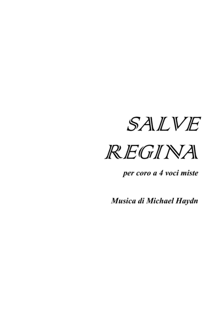 Salve Regina Michael Haydn Mottetto For Satb Choir Sheet Music