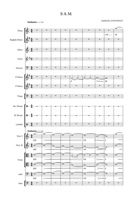 Sam By Sammy Fontenot For Chamber Orchestra Sheet Music