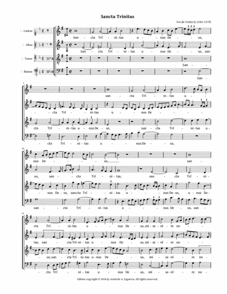 Sancta Trinitas De Vento Sheet Music