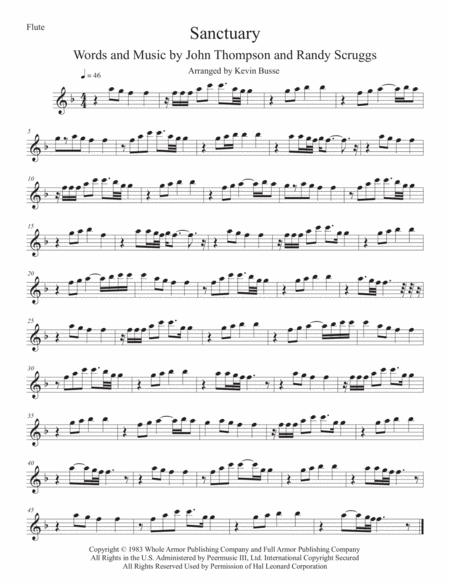 Free Sheet Music Sanctuary Flute