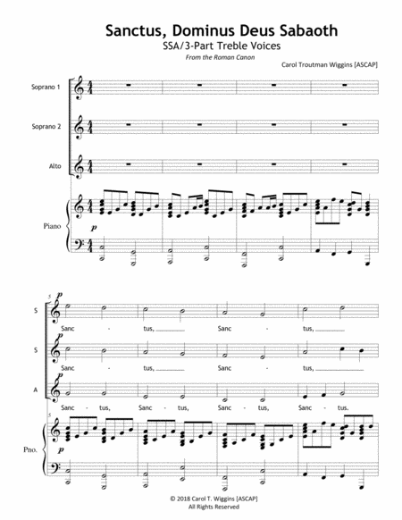 Free Sheet Music Sanctus Dominus Deus Sabaoth Ssa