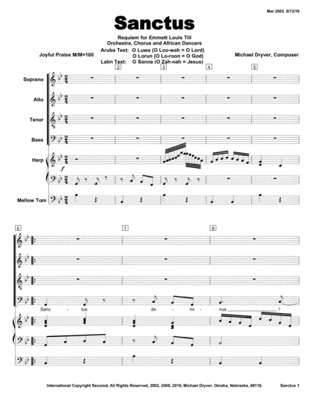 Sanctus From Requiem Of Emmett Till Movement 9 Of 16 Sheet Music