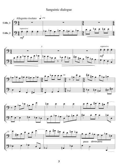 Sanguinic 2nd Part Of Dialogues For Cello Duo Sheet Music