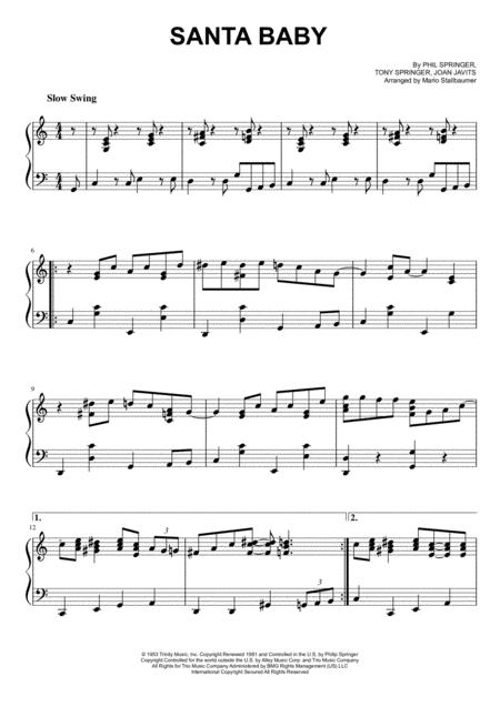 Free Sheet Music Santa Baby In C Major Piano Solo