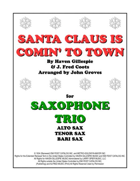 Santa Claus Is Comin To Town Saxophone Trio Sheet Music