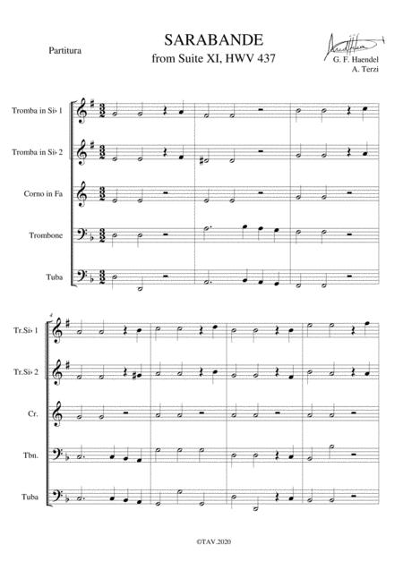 Sarabanda For Brass Quintet Sheet Music