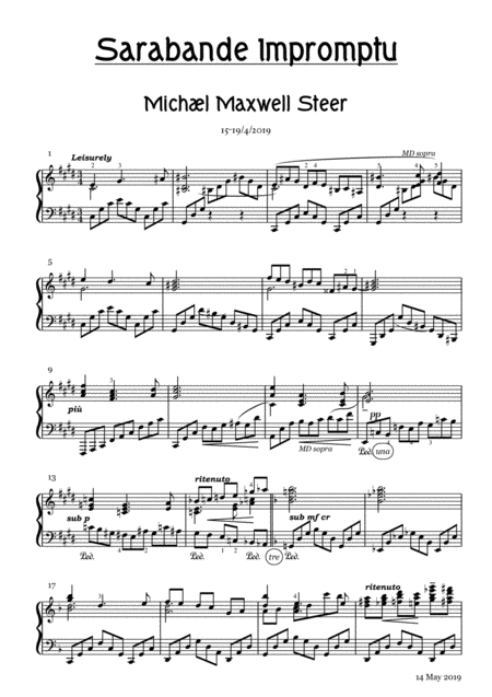 Free Sheet Music Sarabande For The Swifts A Gentle Evocation Of Birds On The Wing