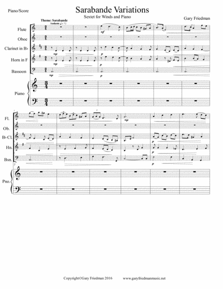 Sarabande Variations Sheet Music