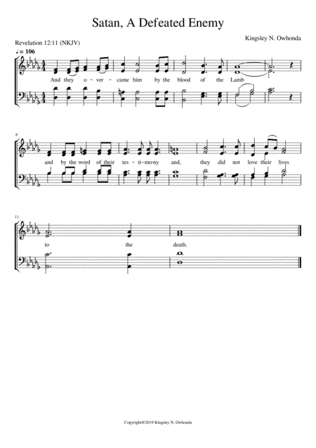 Free Sheet Music Satan A Defeated Enemy