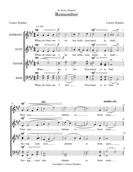 Free Sheet Music Satb Remember