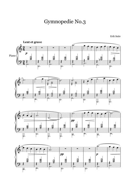 Free Sheet Music Satie Gymnopedie No 3 For Piano