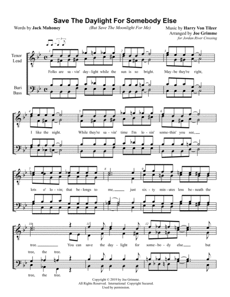 Save The Daylight For Somebody Else But Save The Moonlight For Me Sheet Music