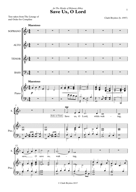 Free Sheet Music Save Us O Lord