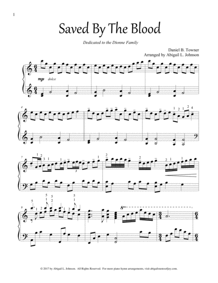 Saved By The Blood Late Intermediate Piano Solo Sheet Music