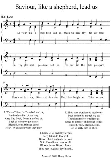 Saviour Like A Shepherd Lead Us A New Tune To A Wonderful Old Hymn Sheet Music