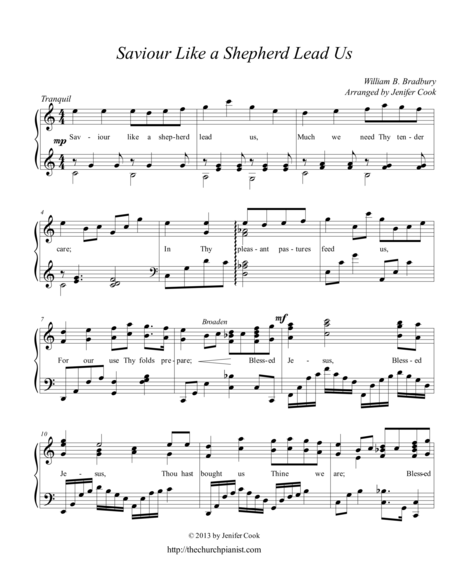 Free Sheet Music Saviour Like A Shepherd