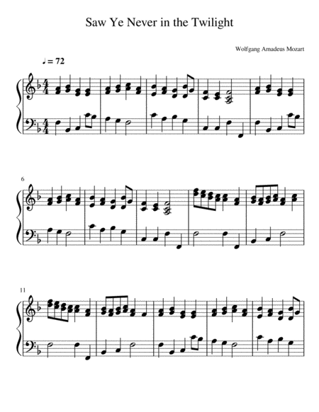 Saw Ye Never In The Twilight Sheet Music