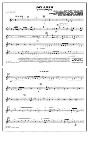 Say Amen Saturday Night Arr Matt Conaway 2nd Bb Trumpet Sheet Music