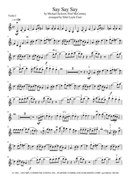 Say Say Say By Michael Jackson And Paul Mccartney For String Quartet Sheet Music