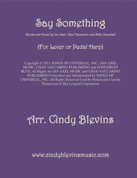 Free Sheet Music Say Something Arranged For Lever Or Pedal Harp