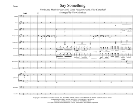 Say Something Arranged For Percussion Ensemble Sheet Music