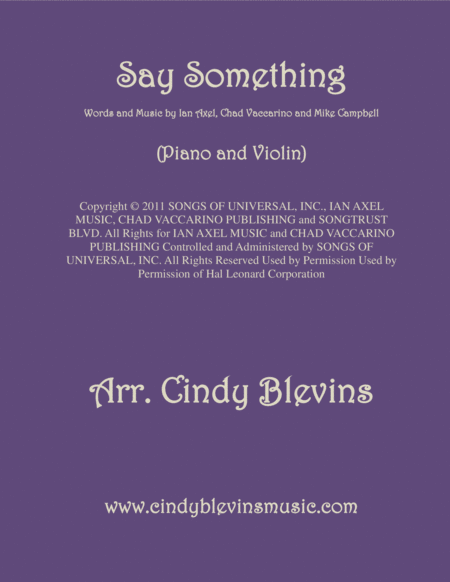 Free Sheet Music Say Something Arranged For Piano And Violin