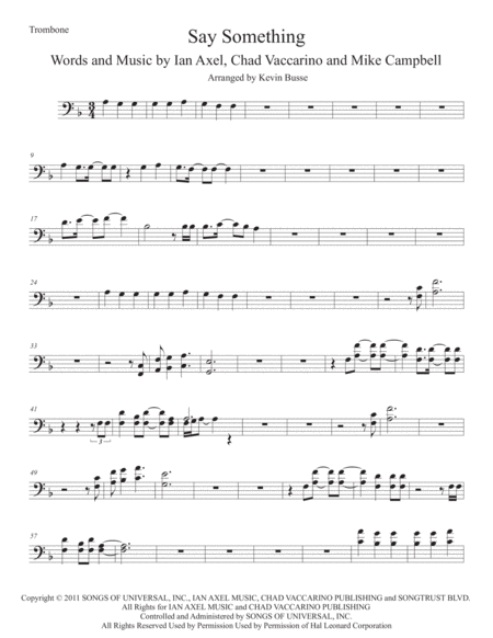 Free Sheet Music Say Something Trombone