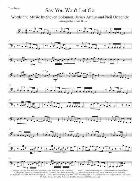 Say You Wont Let Go Trombone Sheet Music