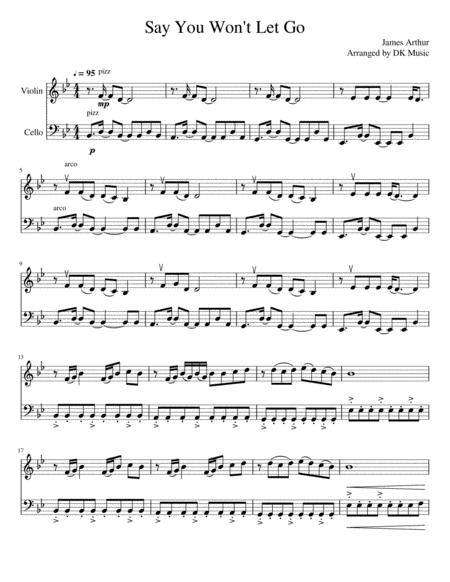 Say You Wont Let Go Violin Cello Duet Sheet Music