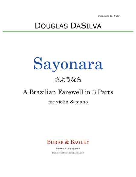 Sayonara A Brazilian Farewell Sheet Music