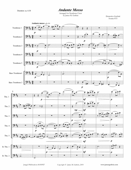 Scarlatti Andante Mosso For Trombone Choir Sheet Music