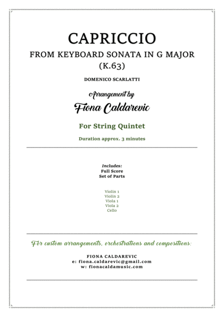 Scarlatti Capriccio Arranged For String Quintet Sheet Music