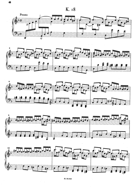 Scarlatti Sonata In D Minor K18 L416 Original Version Sheet Music