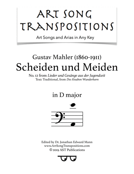 Scheiden Und Meiden D Major Bass Clef Sheet Music