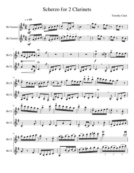 Scherzo For 2 Clarinets Sheet Music