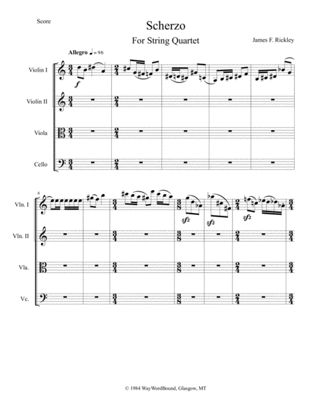 Scherzo For String Quartet Sheet Music