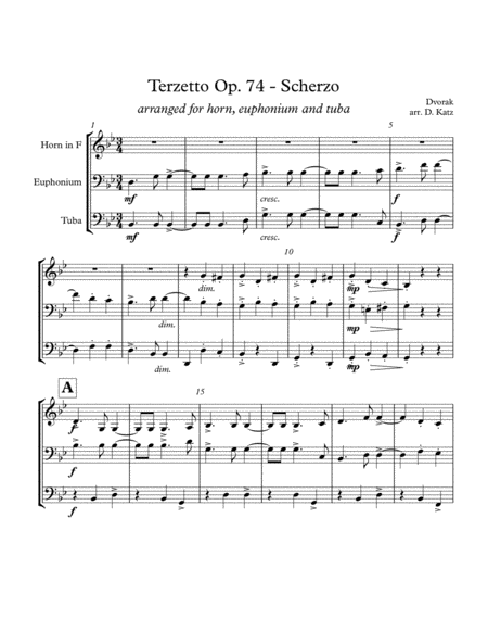 Scherzo From Terzetto Opus 74 By Antonin Dvo K Sheet Music