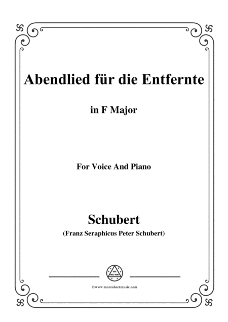 Free Sheet Music Schubert Abendlied Fr Die Entfernte Op 88 In F Major For Voice Piano