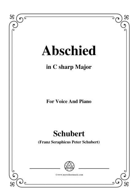 Free Sheet Music Schubert Abschied In C Sharp Major For Voice And Piano