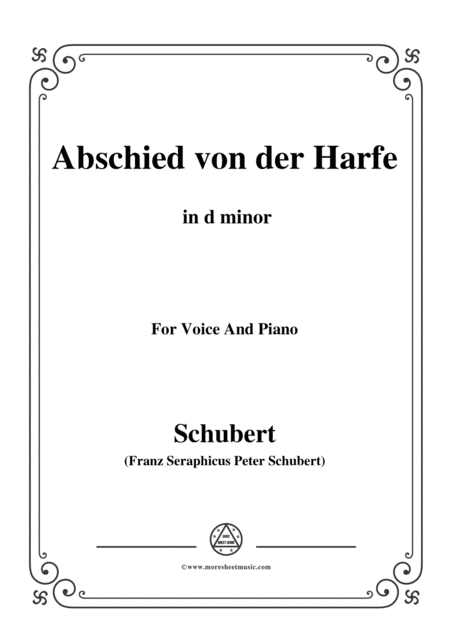 Schubert Abschied Von Der Harfe In D Minor For Voice Piano Sheet Music