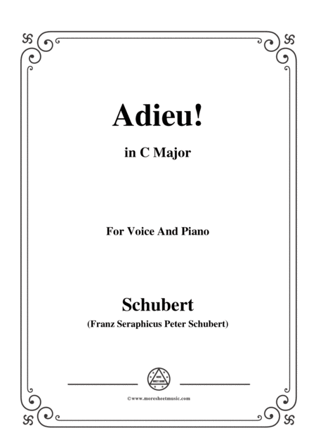 Schubert Adieu In C Major For Voice Piano Sheet Music