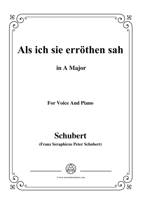 Schubert Als Ich Sie Errothen Sah In A Major For Voice And Piano Sheet Music