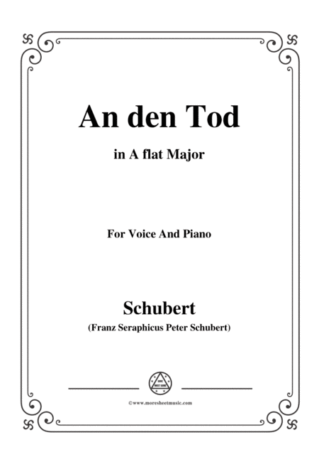 Free Sheet Music Schubert An Den Tod In A Flat Major For Voice Piano