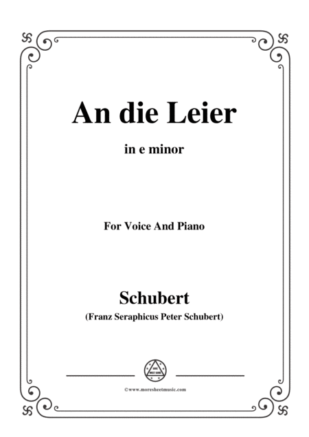 Free Sheet Music Schubert An Die Leier To My Lyre Op 56 No 2 In E Minor For Voice Piano