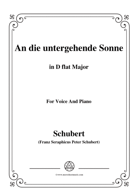 Free Sheet Music Schubert An Die Untergehende Sonne Op 44 In D Flat Major For Voice Piano