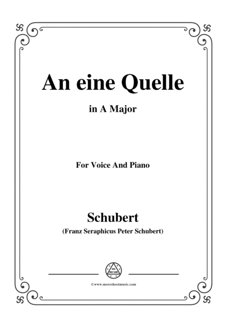 Schubert An Eine Quelle In A Major Op 109 No 3 For Voice And Piano Sheet Music