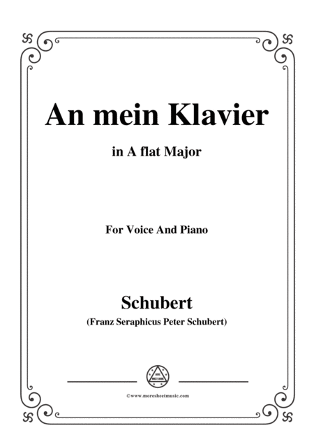 Schubert An Mein Klavier In A Flat Major For Voice Piano Sheet Music