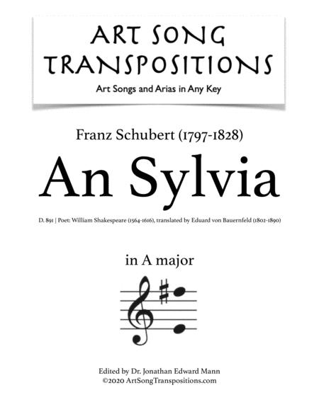 Free Sheet Music Schubert An Sylvia D 891 Transposed To A Major